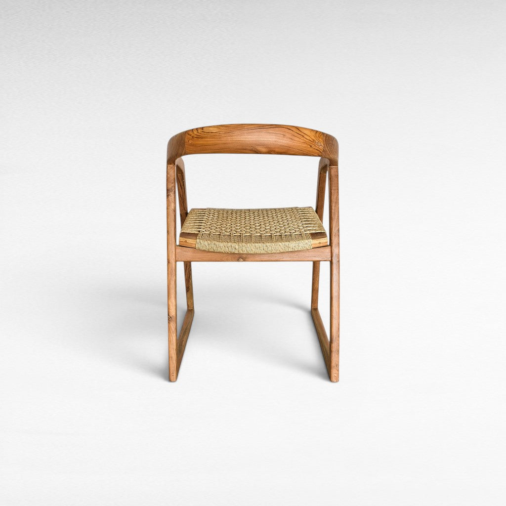TEAK WOOD CHAIR WITH SYNTHETIC RAFFIA W55 |D55 |H76 CM