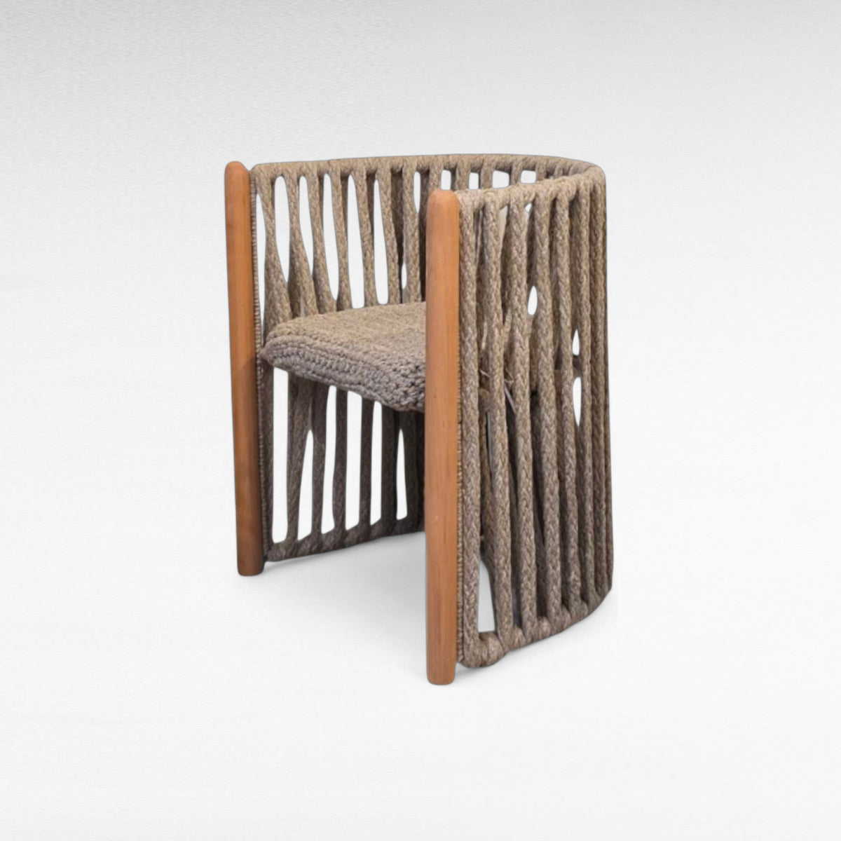 OAK WOOD DINING CHAIR WITH THICK COTTON ROPE W62 |D54 |H74 CM