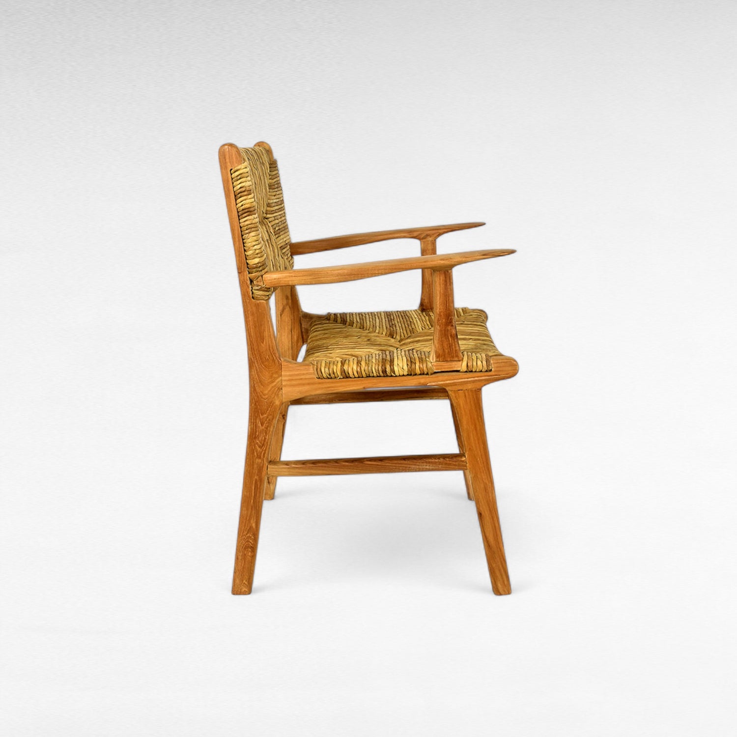 TEAK WOOD DINING ARMCHAIR WITH NATURAL RAFFIA W59 |D54 |H87 CM