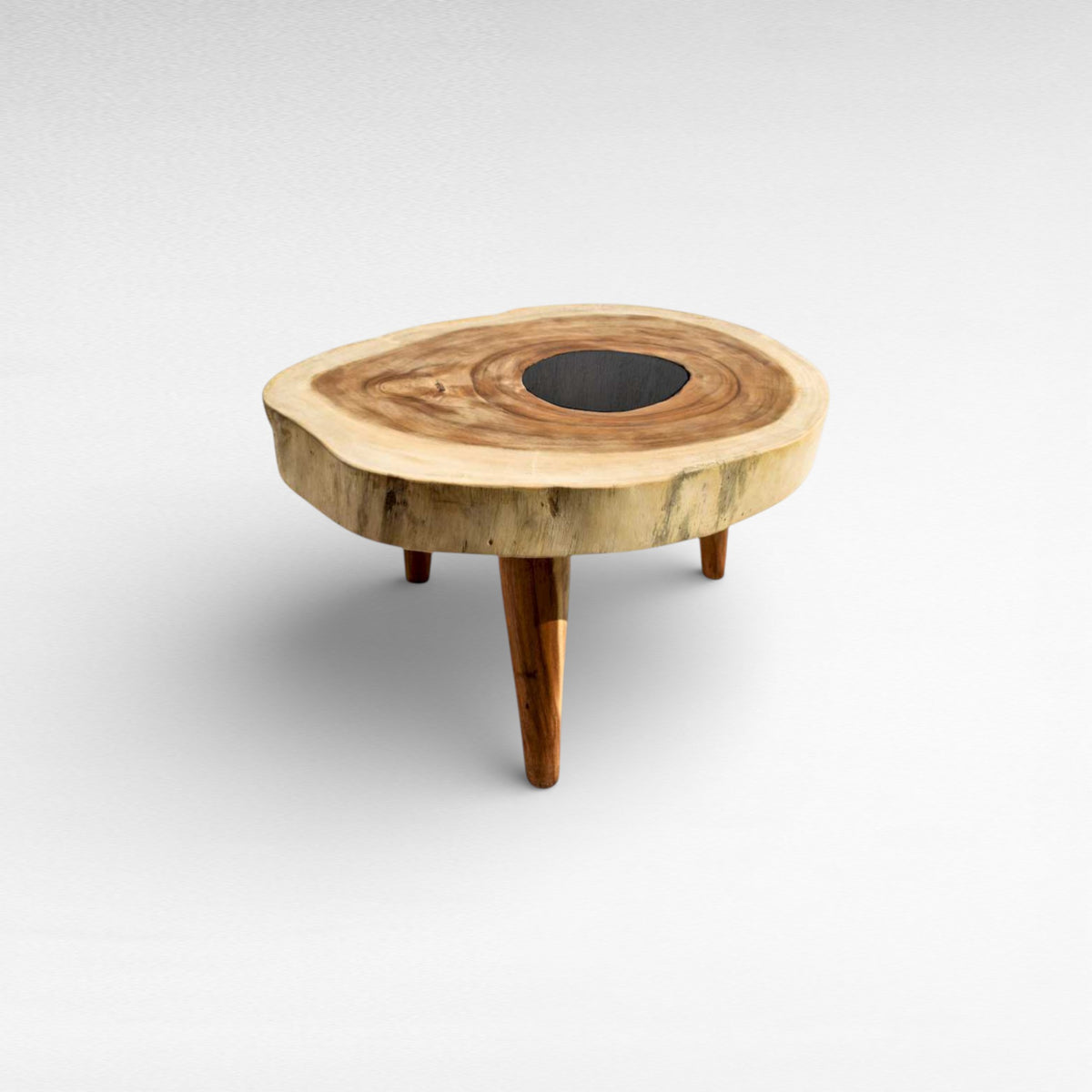 COFFEE TABLE SUAR WOOD & GLASS NATURAL W80 |D70 |H45 CM