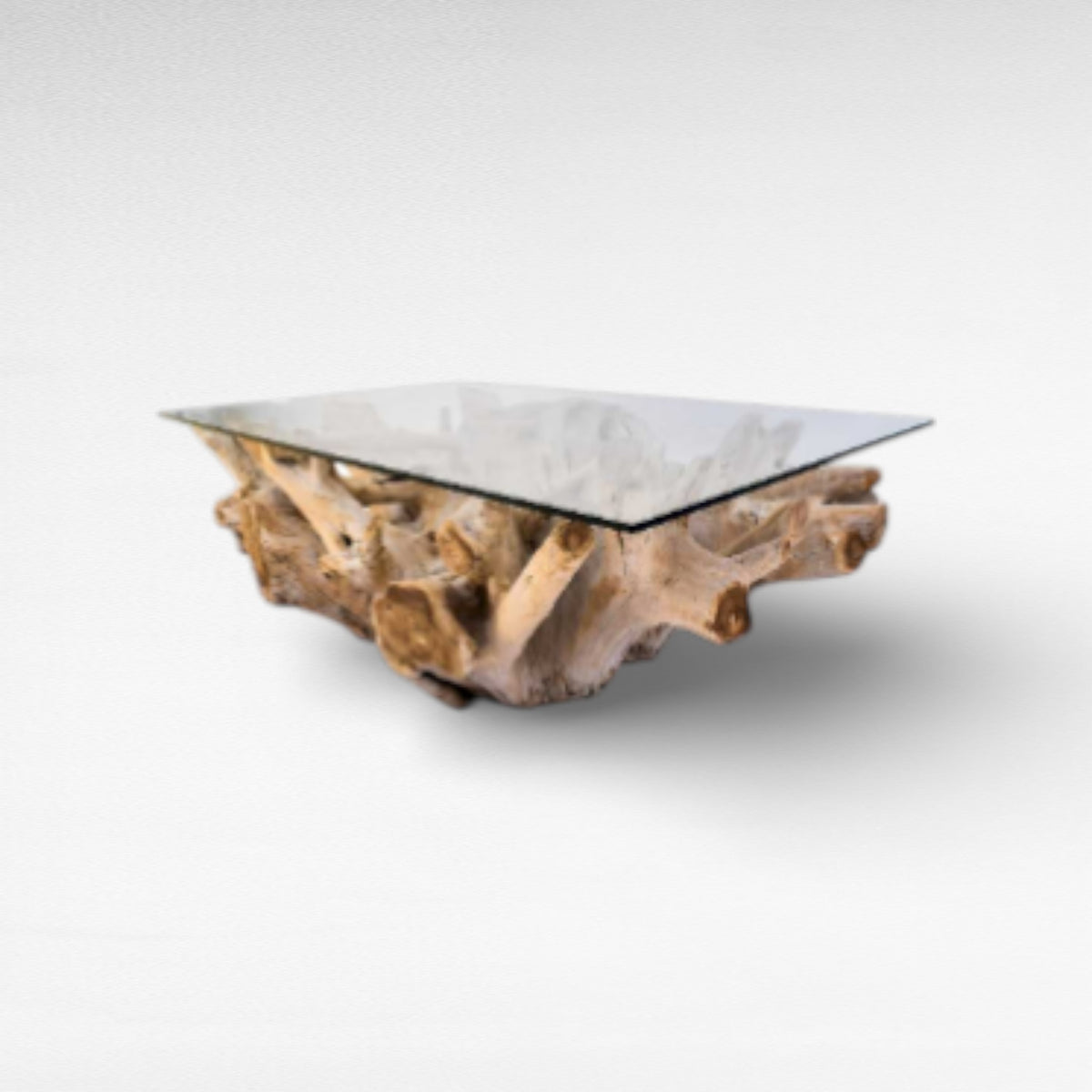 COFFEE TABLE TEAK WOOD & GLASS NATURAL W130 |D85 |H45 CM
