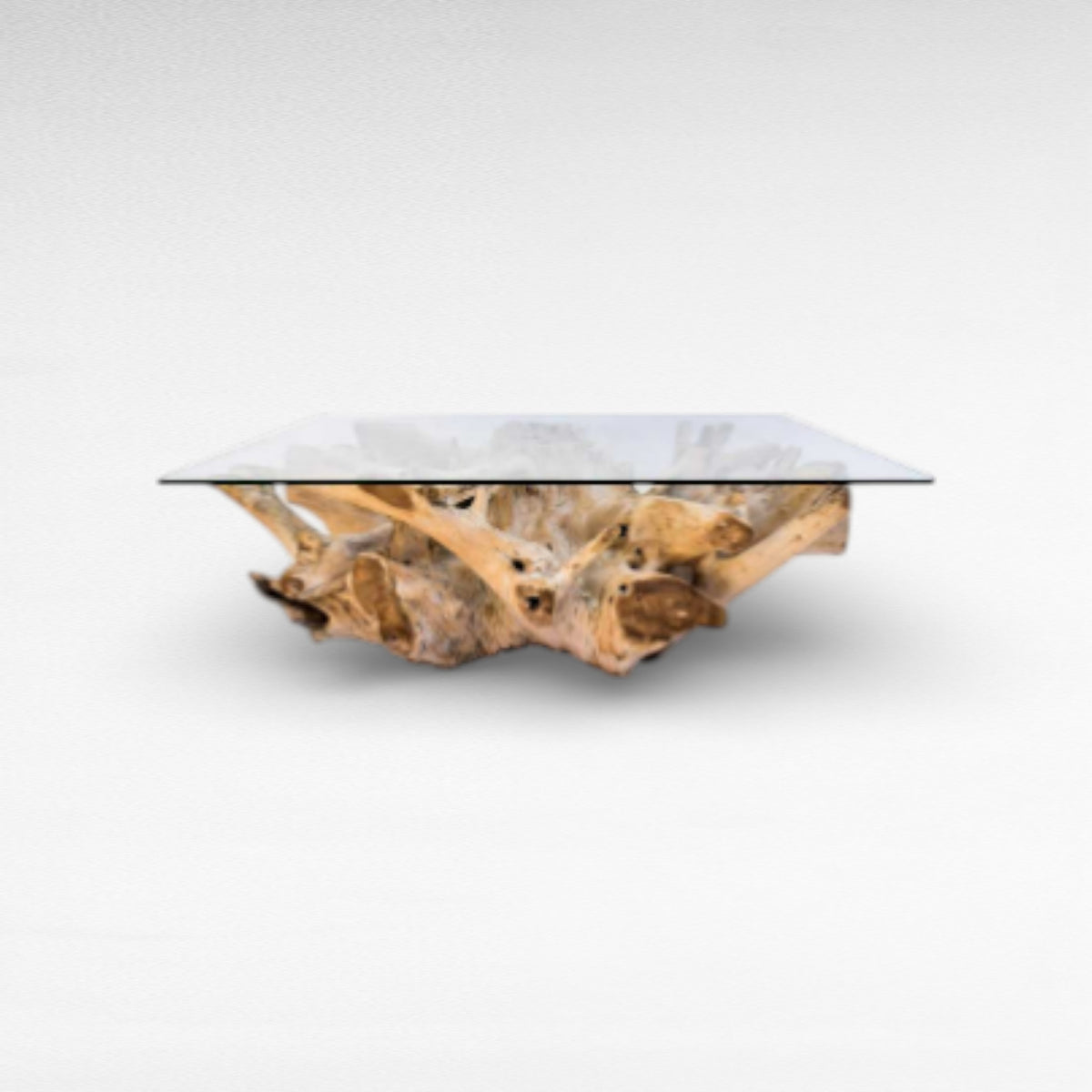 COFFEE TABLE TEAK WOOD & GLASS NATURAL W130 |D85 |H45 CM