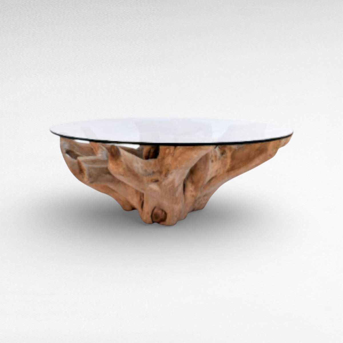 COFFEE TABLE TEAK WOOD & GLASS NATURAL W110 |D110 |H45 CM