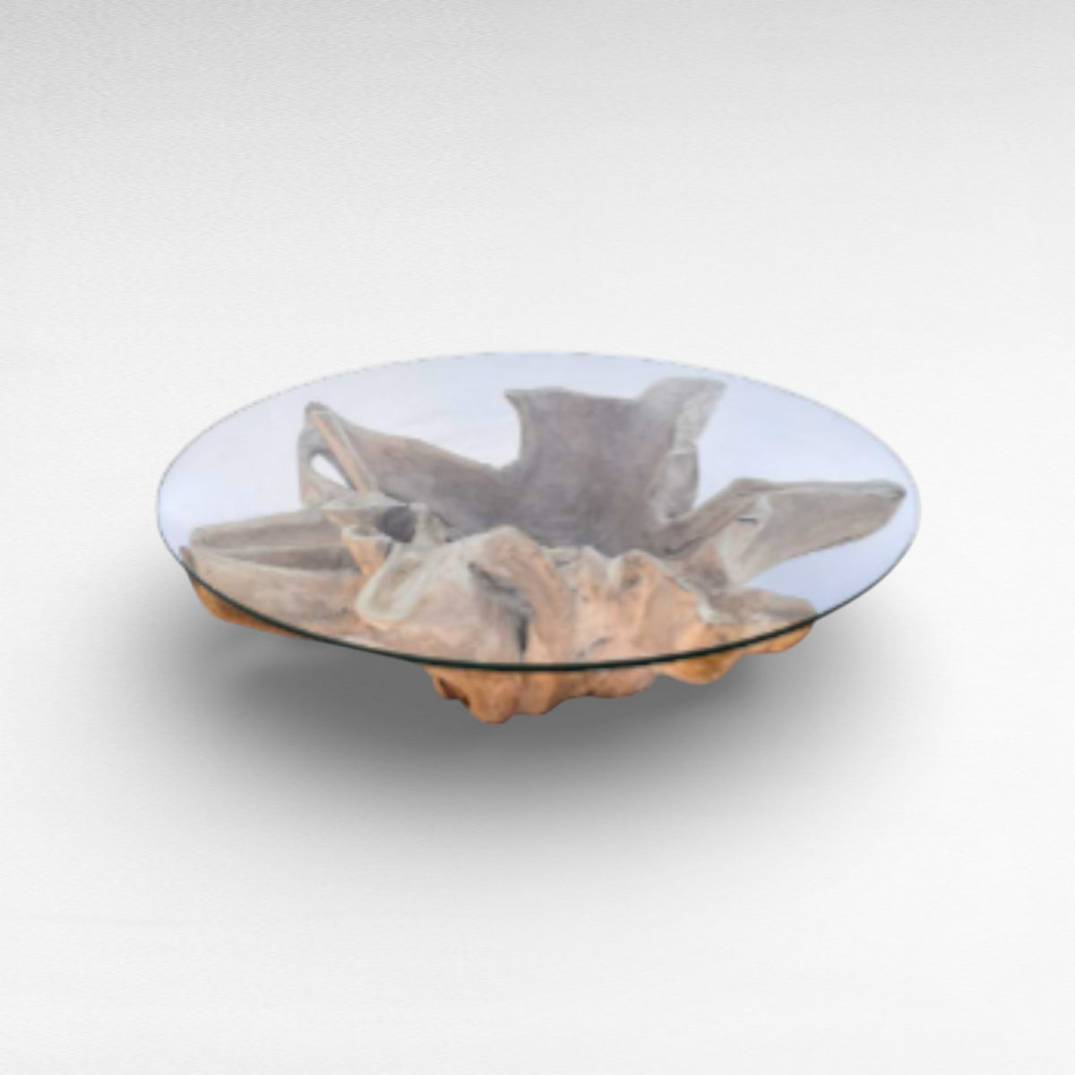 COFFEE TABLE TEAK WOOD & GLASS NATURAL W110 |D110 |H45 CM