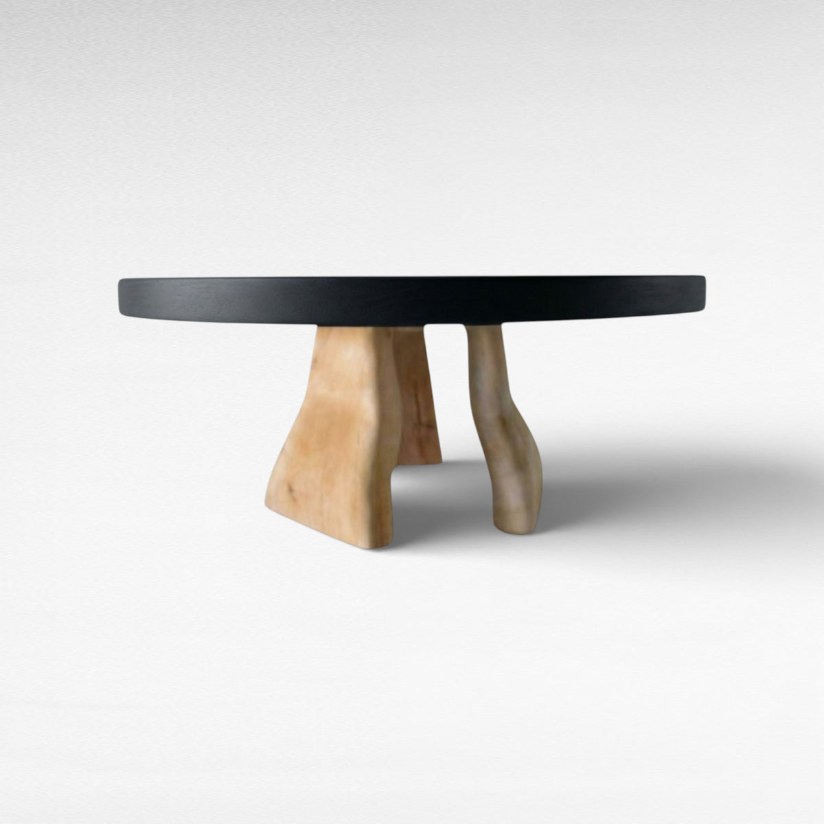 COFFEE TABLE WOOD BLACK Φ120|Η45 CM
