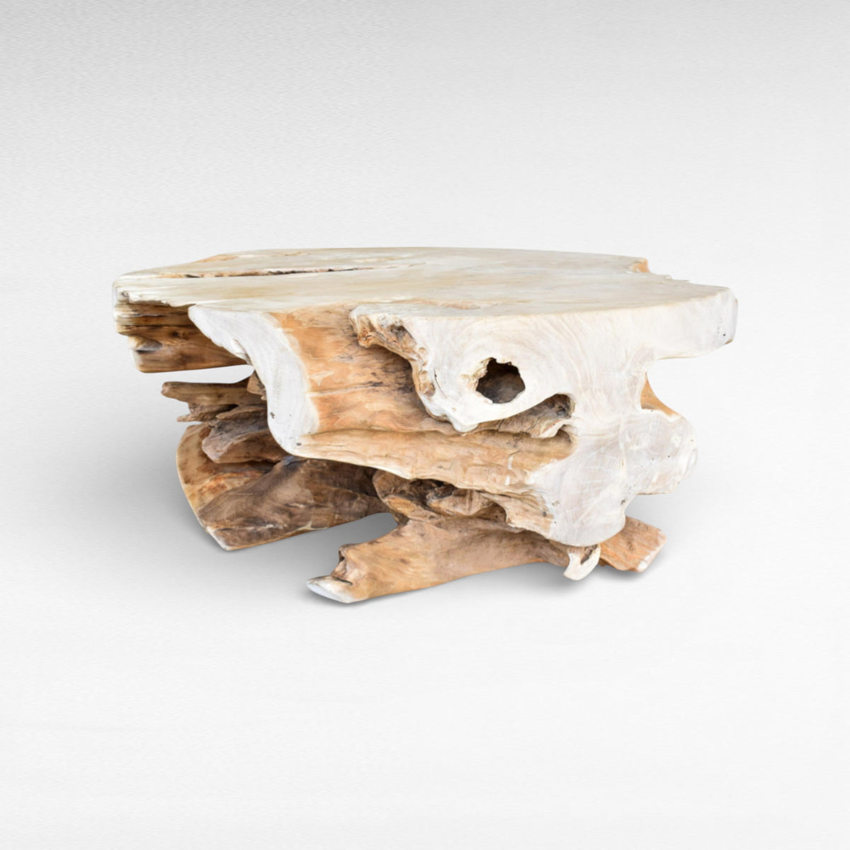 COFFEE TABLE TEAK WOOD BLEACHED W100  |D130  |H45 cm