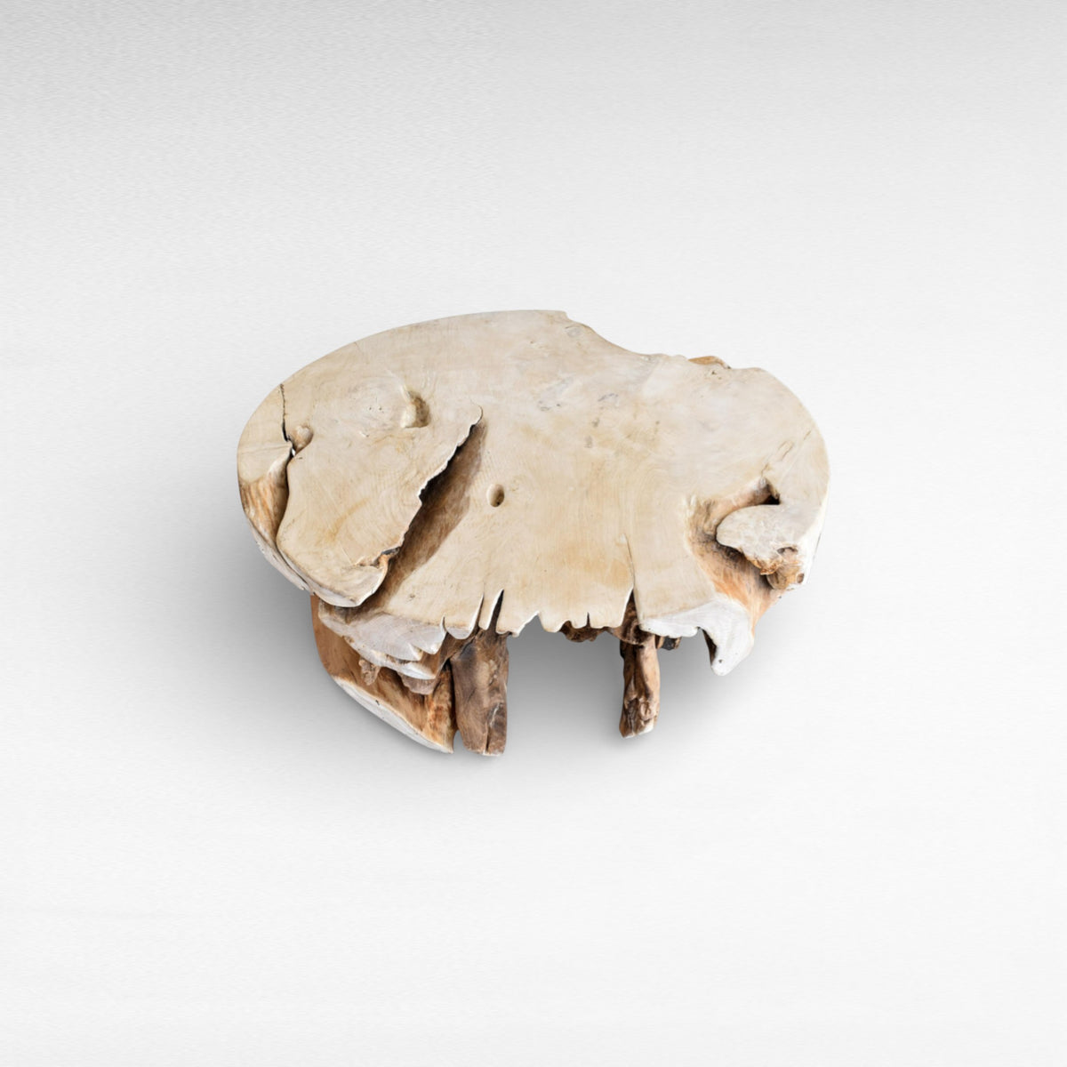 COFFEE TABLE TEAK WOOD BLEACHED W100  |D130  |H45 cm