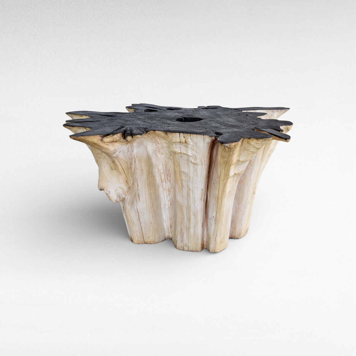 COFFEE TABLE BLEACHED & BLACK W112 |D105 |H47 cm