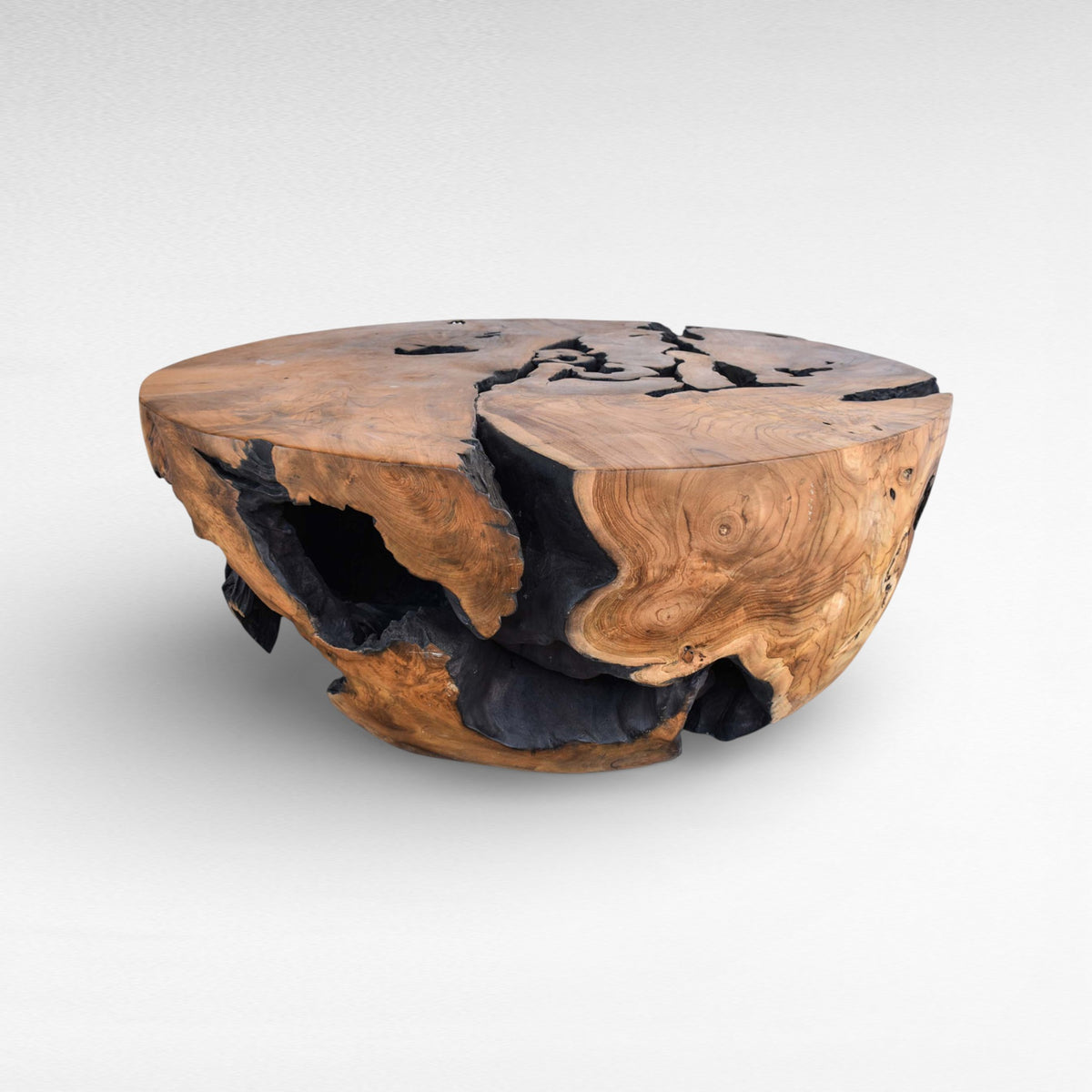 COFFEE TABLE ROUND HALF BALL NATURAL & BLACK W120 |D120 |H45 cm