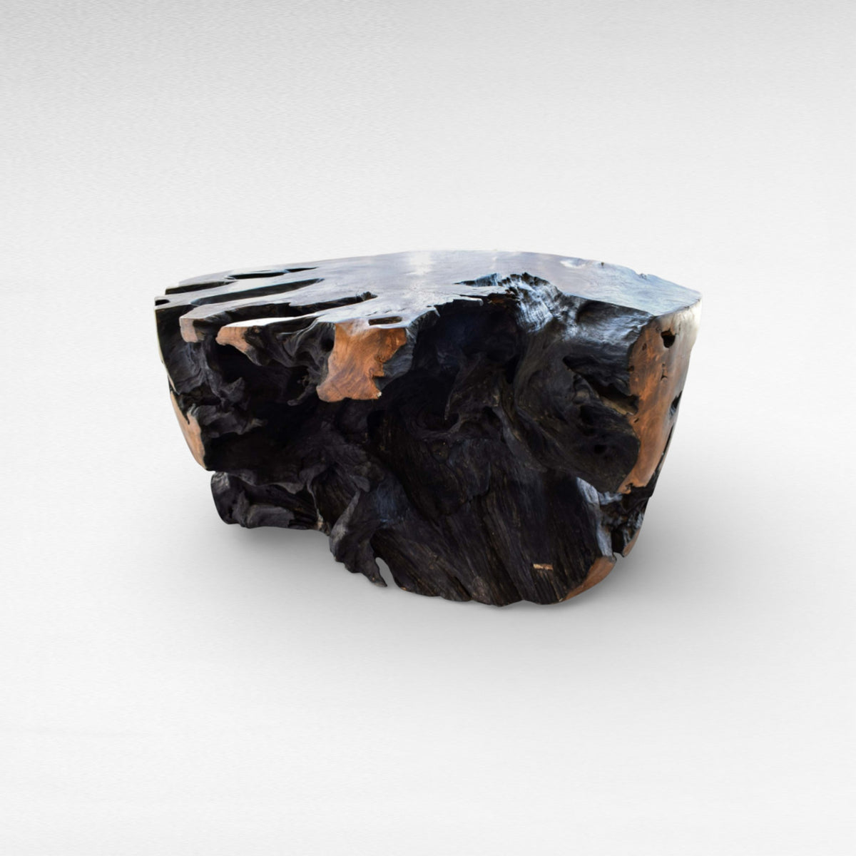 COFFEE TABLE ROUND HALF BALL NATURAL & BLACK W90  |D90  |H45 cm