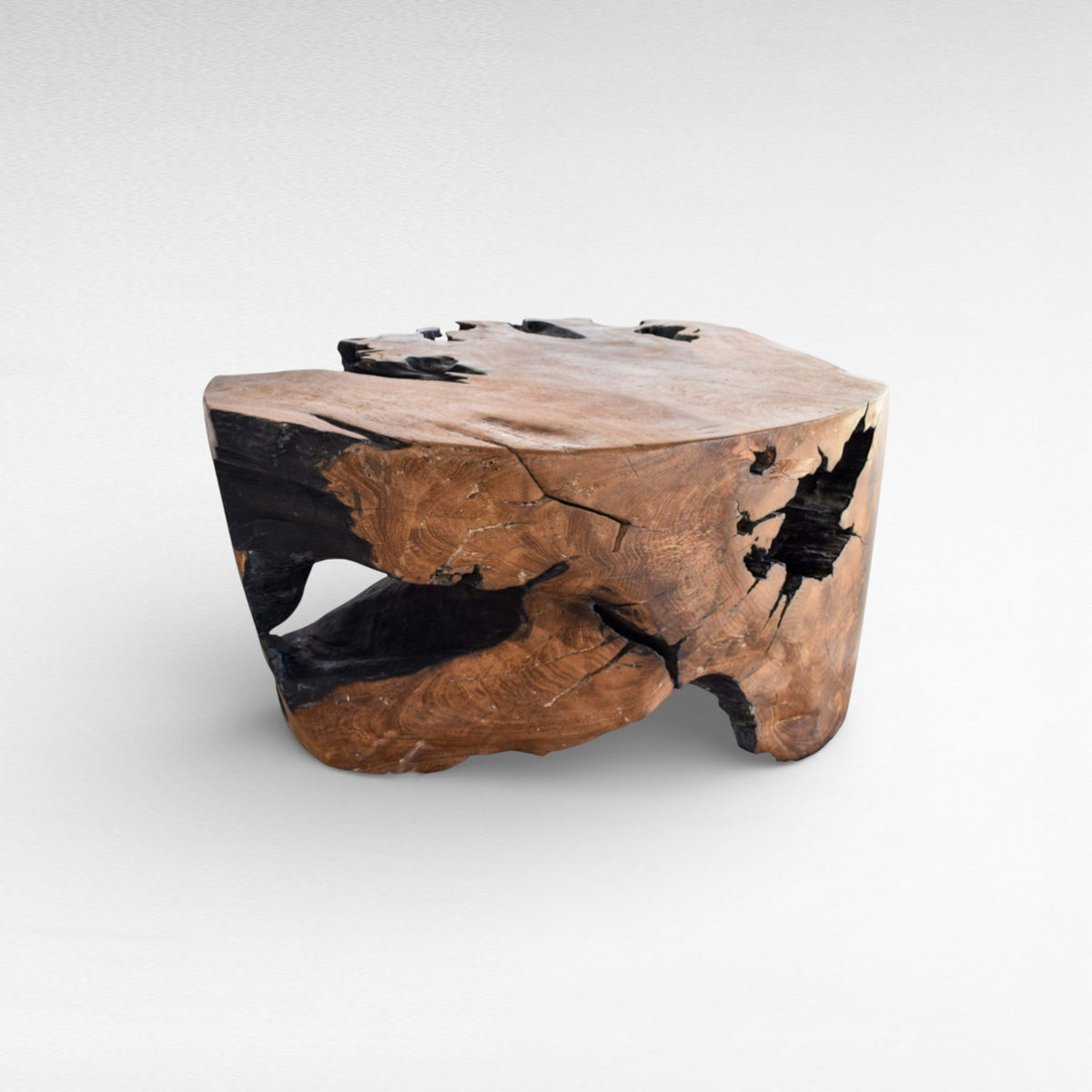 COFFEE TABLE ROUND HALF BALL NATURAL & BLACK W90  |D90  |H45 cm