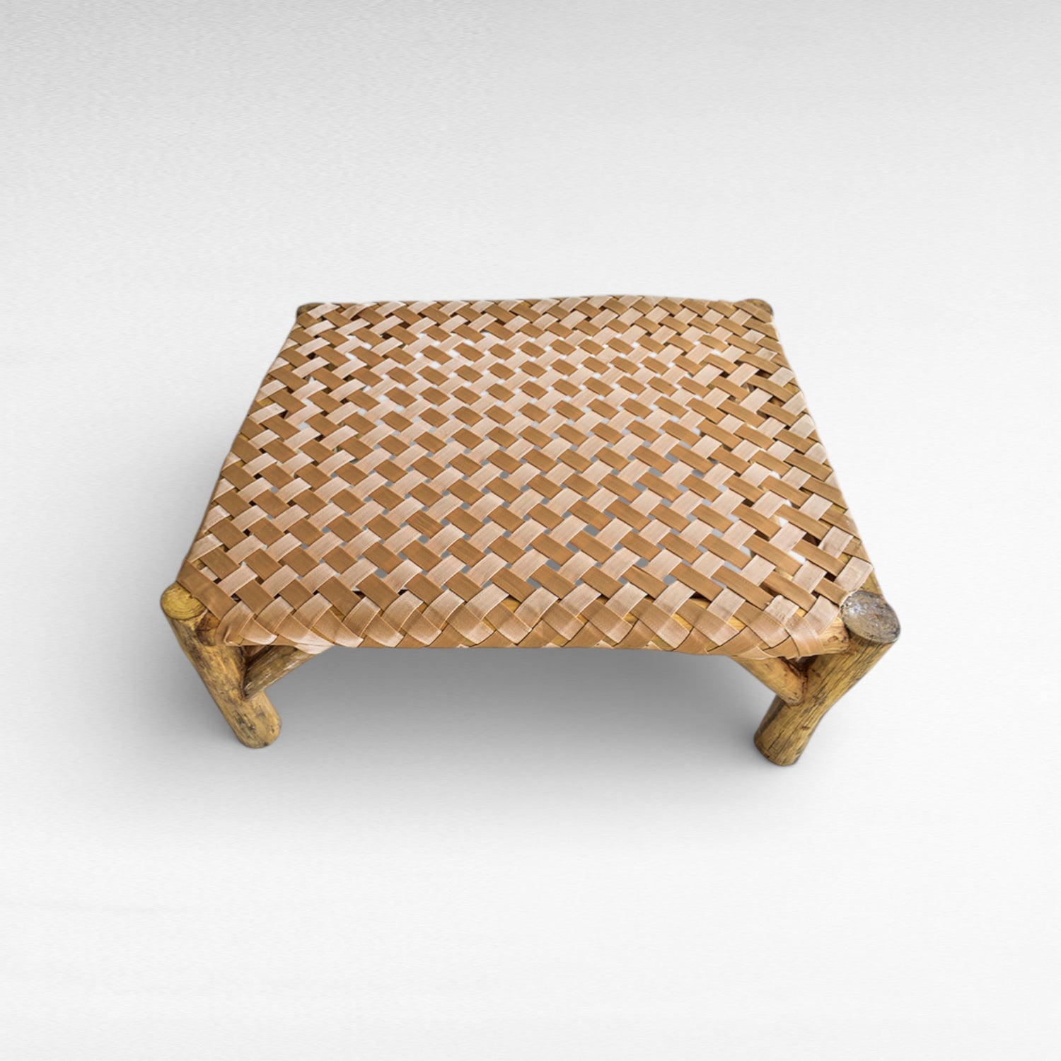 NATURAL BENCH WITH VINYL STRAPS W95 |D85 |H40 CM