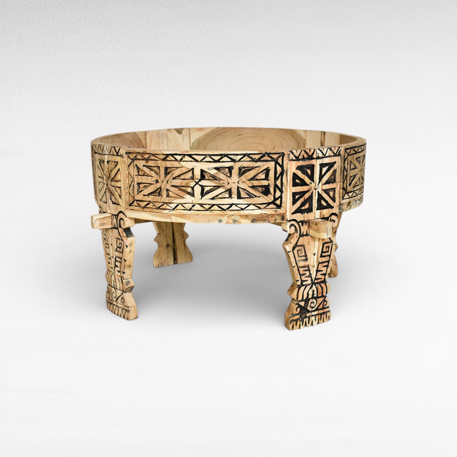 INDIAN COFFEE TABLE CARVED WOOD