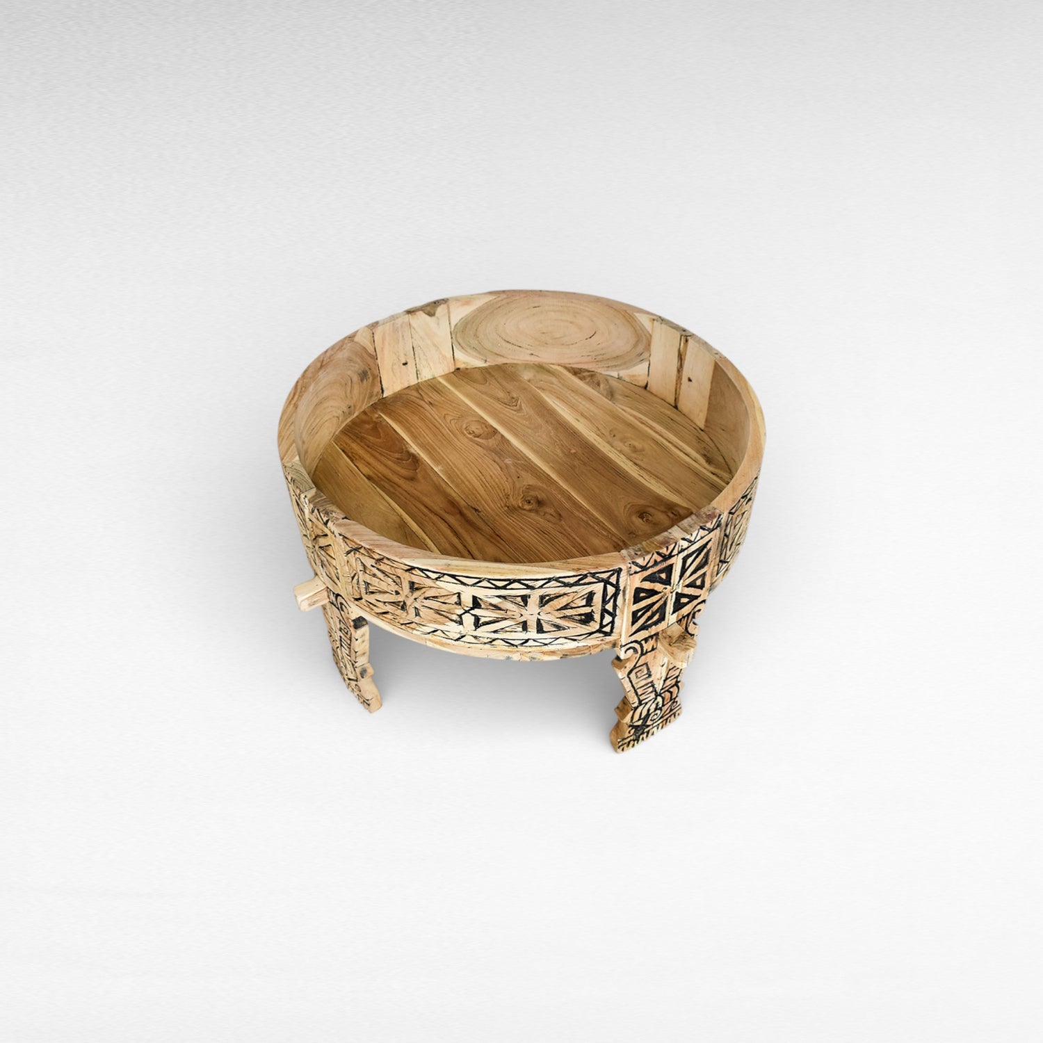 INDIAN COFFEE TABLE CARVED WOOD