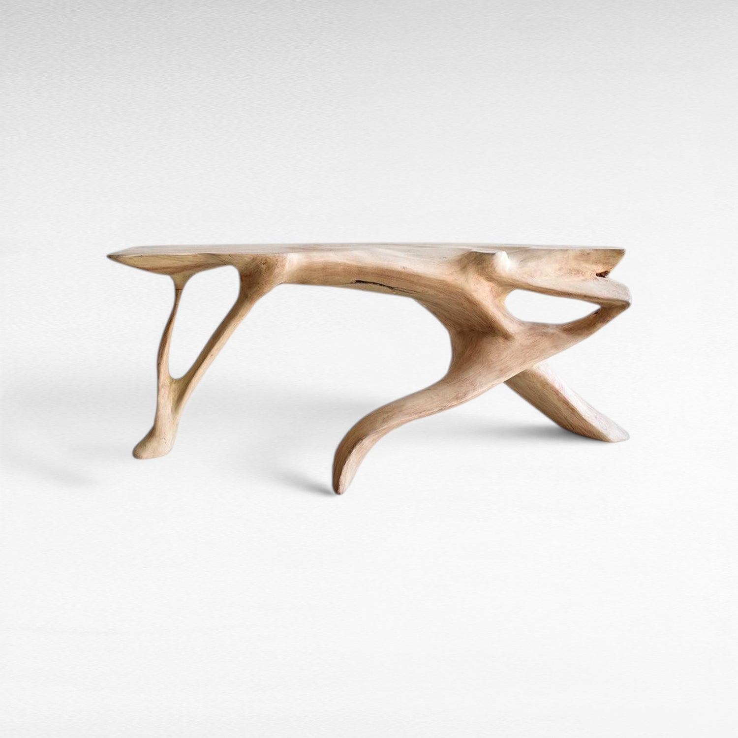 BLEACHED MAHOGANY WOOD CONSOLE TABLE - Chora Mykonos
