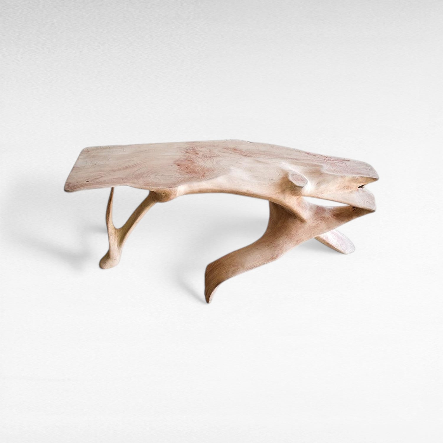 BLEACHED MAHOGANY WOOD CONSOLE TABLE - Chora Mykonos