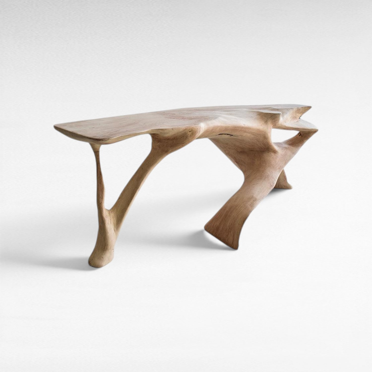 BLEACHED MAHOGANY WOOD CONSOLE TABLE - Chora Mykonos