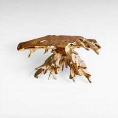 BLEACHED & NATURAL TEAK WOOD CONSOLE TABLE WITH GLASS 120x40x80cm - Chora Mykonos