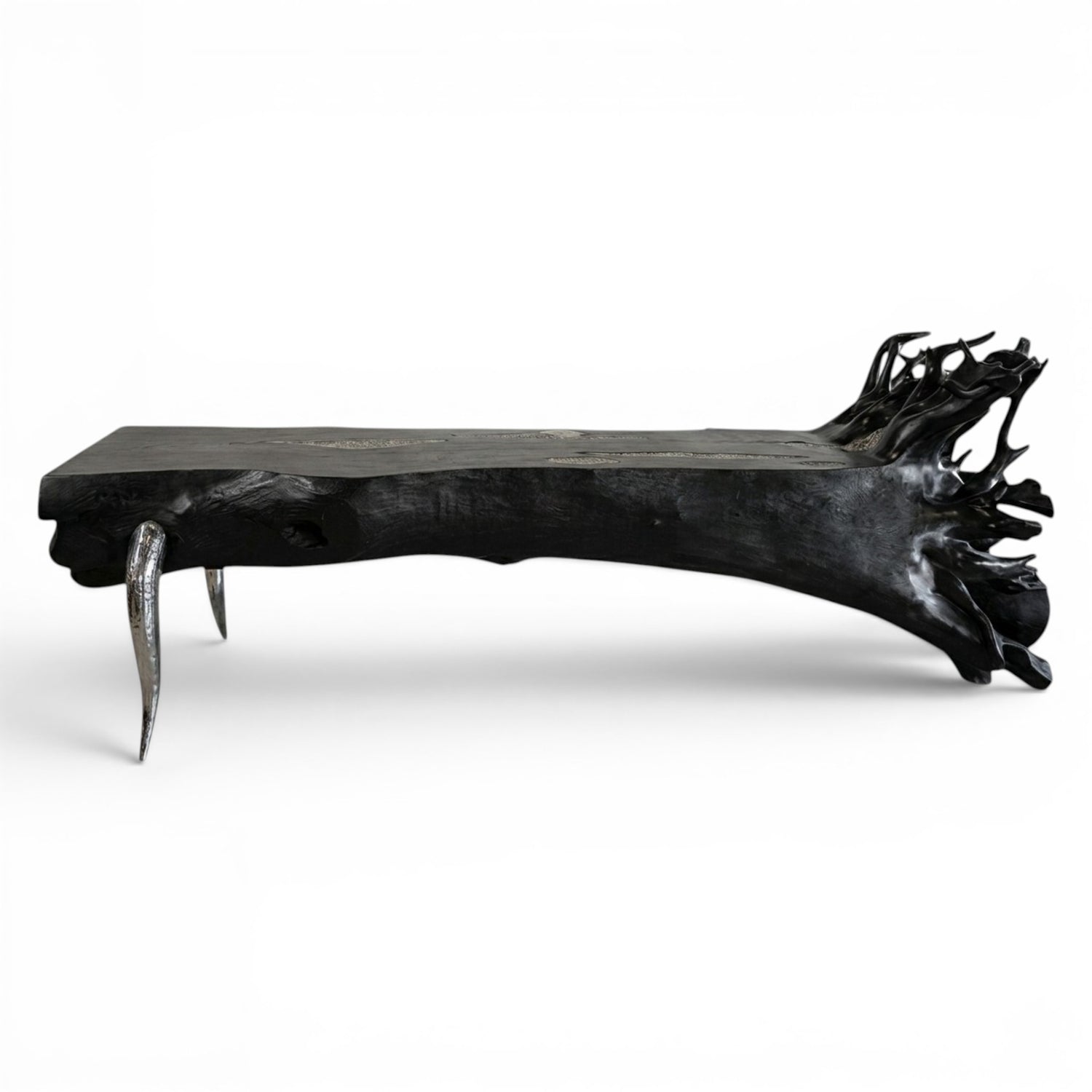 SUAR WOOD BAR & STAINLESS STEEL CHARRED BLACK W420 |D100 |H160 CM