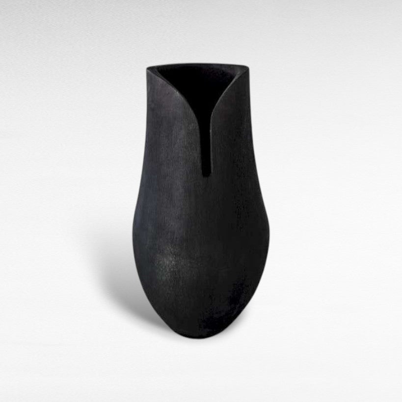 PALM WOOD BLACK PLANTER W40 |D40 |H95 CM