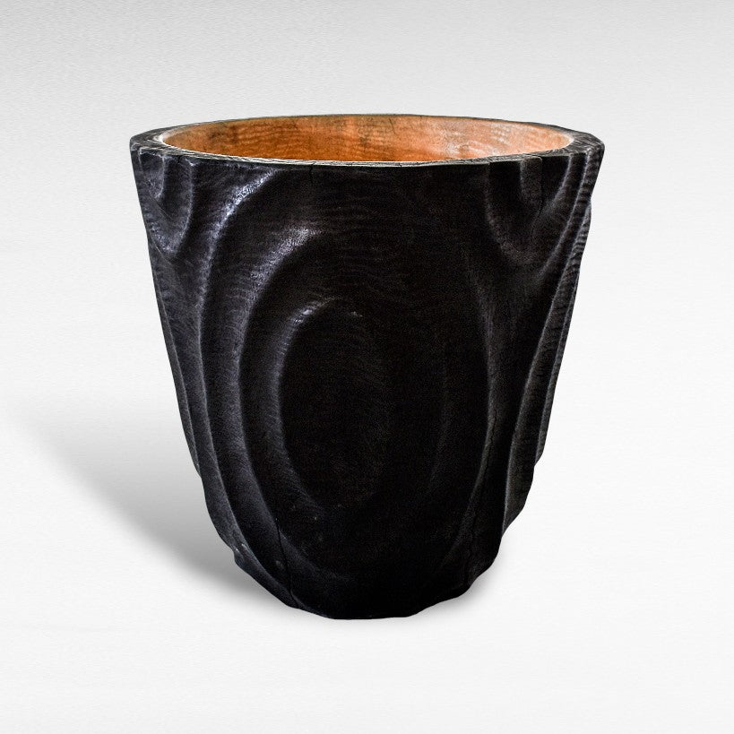 SUAR WOOD BLACK PLANTER W40 |D40 |H50 CM