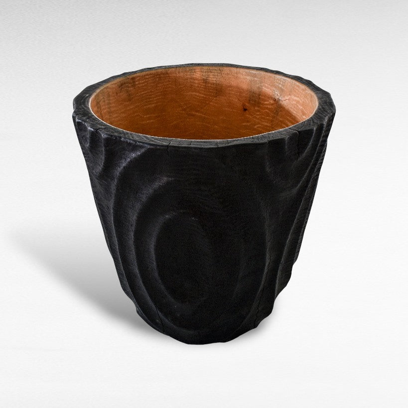 SUAR WOOD BLACK PLANTER W40 |D40 |H50 CM