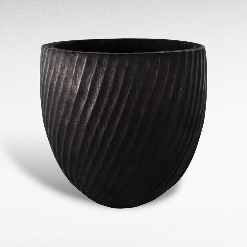 PALM WOOD BLACK PLANTER W55 |D55 |H60 CM