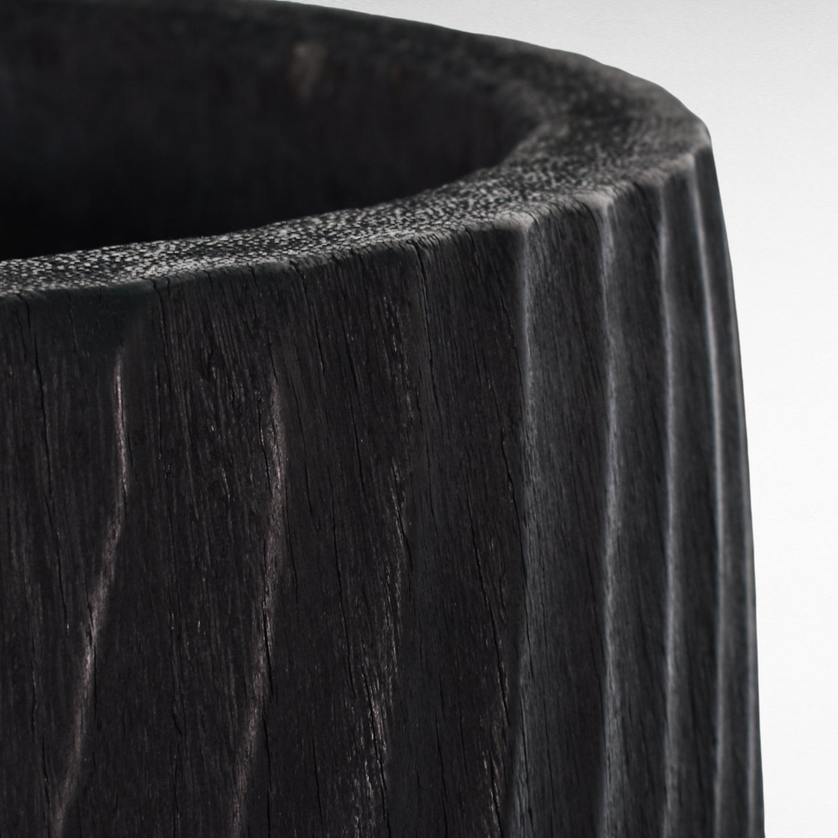 PALM WOOD BLACK PLANTER W55 |D55 |H60 CM