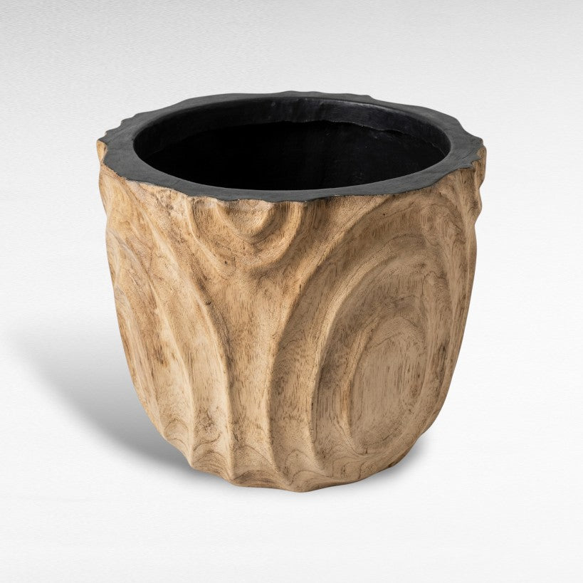 CARVED WOOD PLANTER Φ50 |H50 CM