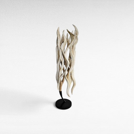 SCULPTURED WOOD BLEACHED DECO 40x35x145cm - Chora Mykonos