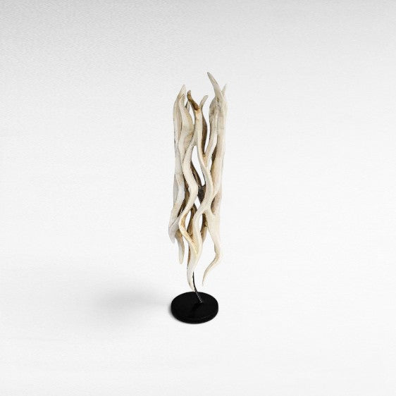 SCULPTURED WOOD BLEACHED DECO 40x35x145cm - Chora Mykonos