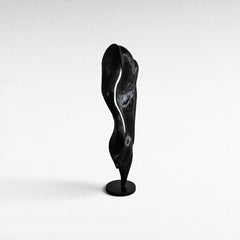 SCULPTURED WOOD BLACK DECO 30x30x115cm - Chora Mykonos