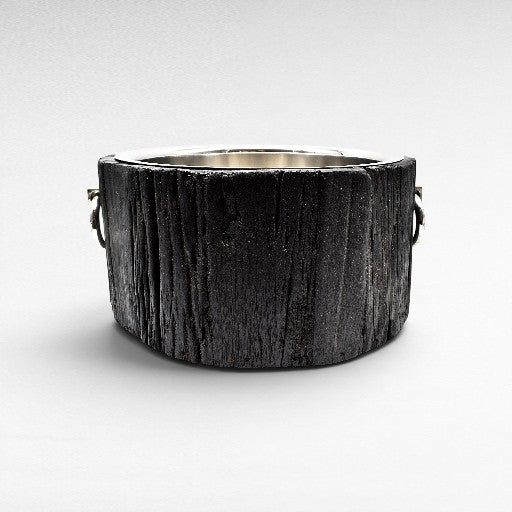 ROUND ICE BUCKET BLACK WITH SILVER NICKEL FINISHING W53 |D46 |H24 CM