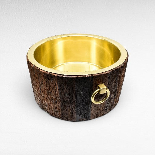ICE BUCKET WOOD & STAINLESS STEEL NATURAL & GOLD W45 |D39 |H19 CM