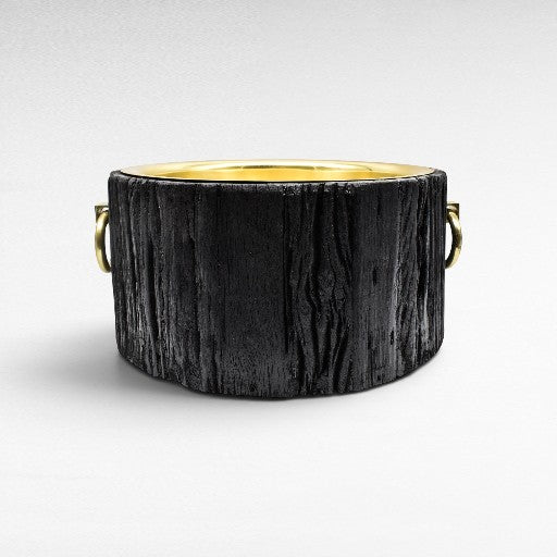 ROUND ICE BUCKET BLACK WITH SHINNY GOLD FINISHING W45 |D39 |H19 CM