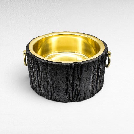 ROUND ICE BUCKET BLACK WITH SHINNY GOLD FINISHING W45 |D39 |H19 CM