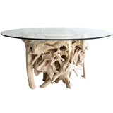 BLEACH RUSTIC DINING TABLE W/ GLASS - Chora Mykonos