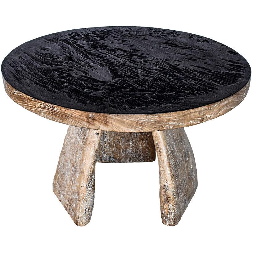 BLACK TOP AND NATURAL BODY SUAR DINING TABLE 120x120x80cm - Chora Mykonos