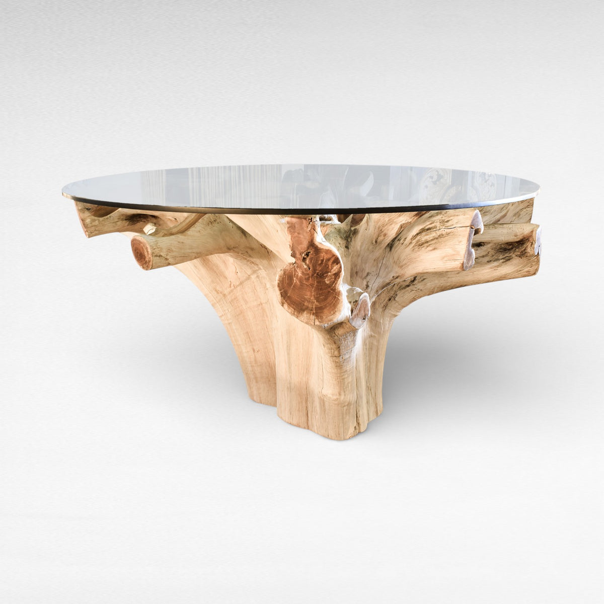 DINING TABLE MAHOGANY WOOD BLEACHED & NATURAL L140 |W140 |H80 cm