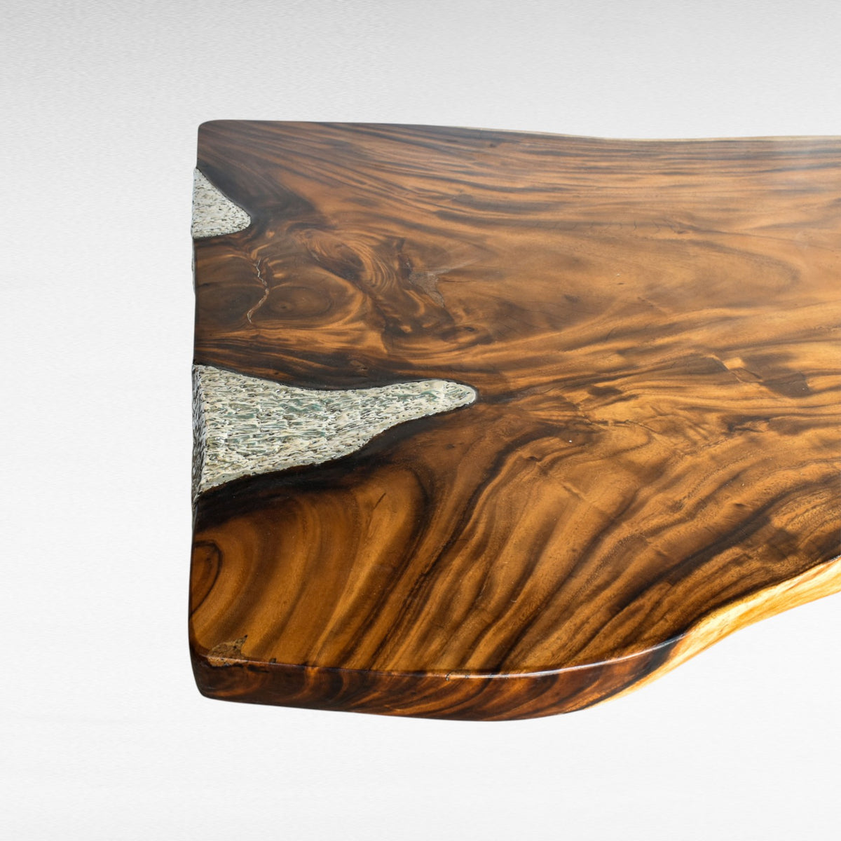 DINING TABLE SUAR WOOD WITH BRASS LEG NATURAL & SILVER L500 | W140 | H80 cm