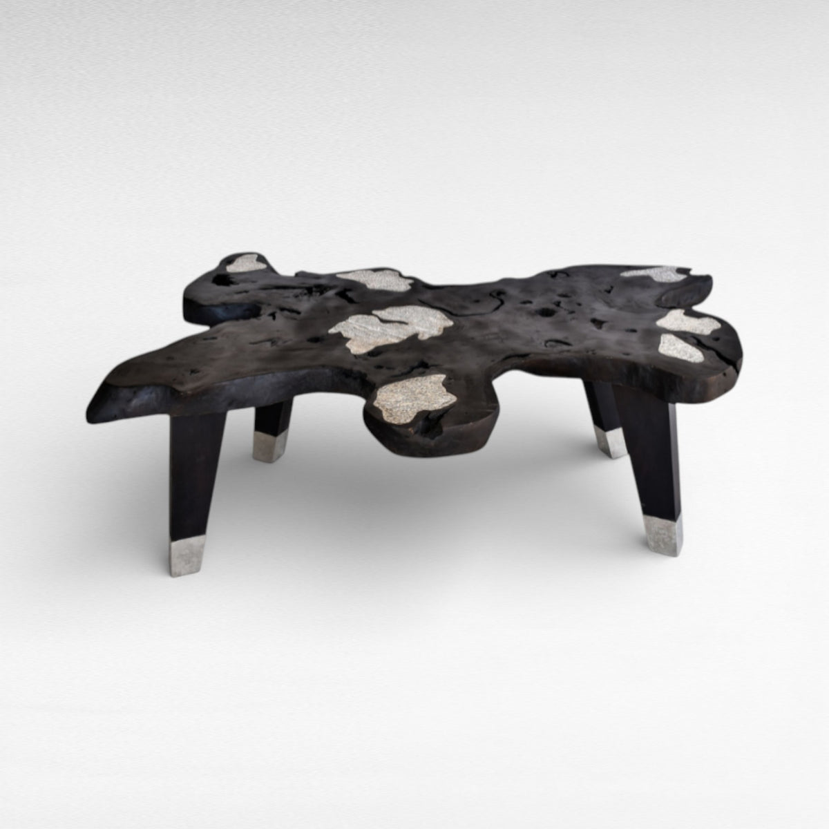 DINING TABLE SUAR WOOD WITH STAINLESS STEEL BLACK & SILVER L220 | W150 | H80 cm