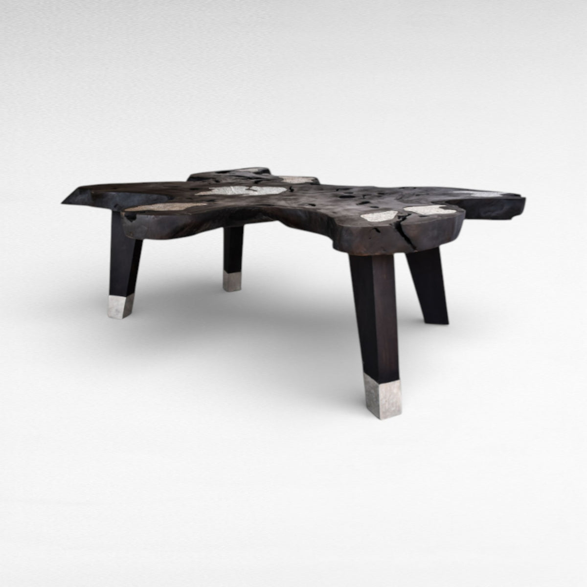 DINING TABLE SUAR WOOD WITH STAINLESS STEEL BLACK & SILVER L220 | W150 | H80 cm