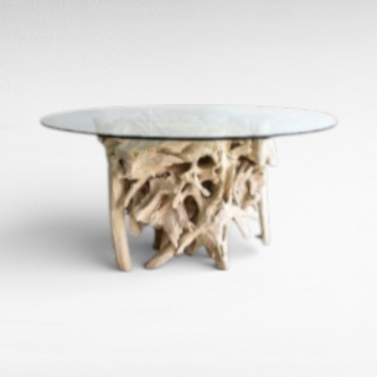 BLEACH DINING TABLE W/ GLASS Φ120 |H80 cm