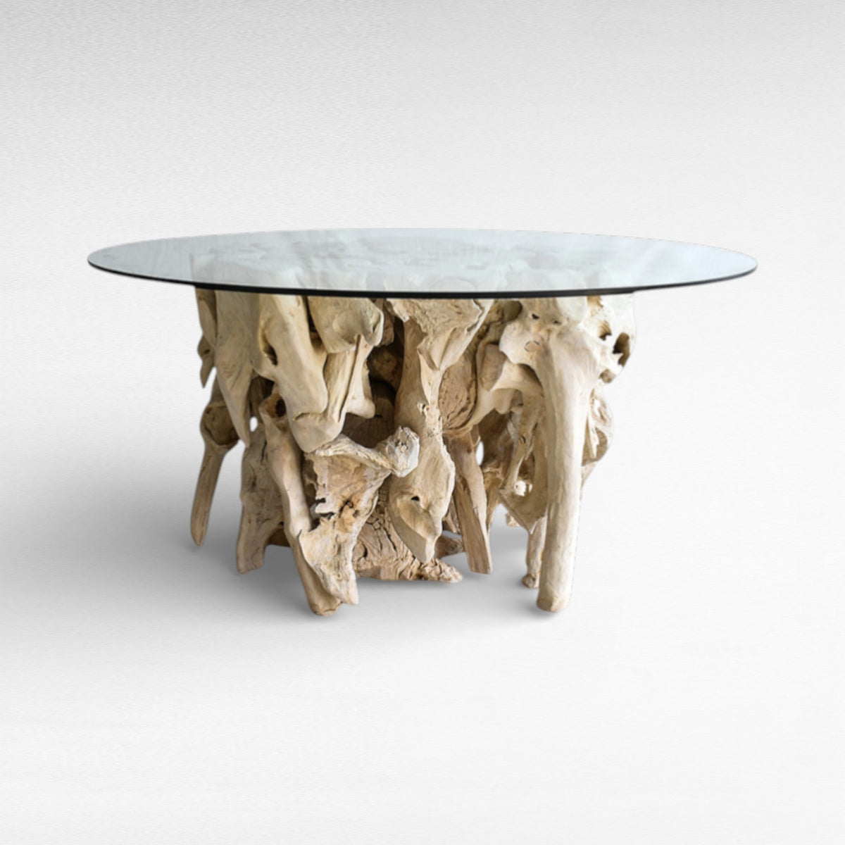BLEACH DINING TABLE W/ GLASS Φ120 |H80 cm