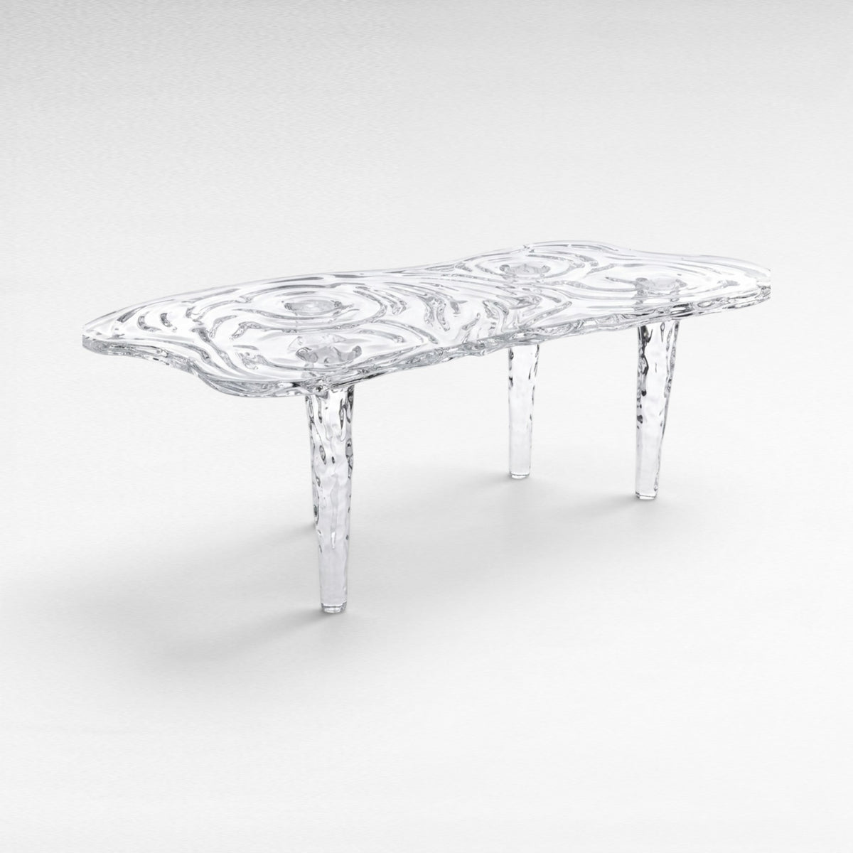 ACRYLIC DINING TABLE WITH GOLD LEAVES L200 |W80 |H80 cm
