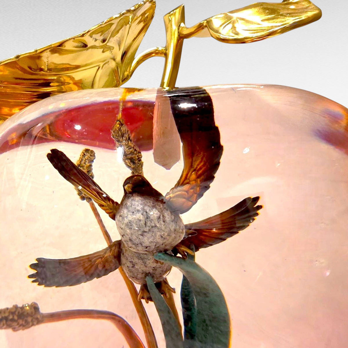 DECORATIVE TRANSPARENT APPLE WITH GOLD DETAILS