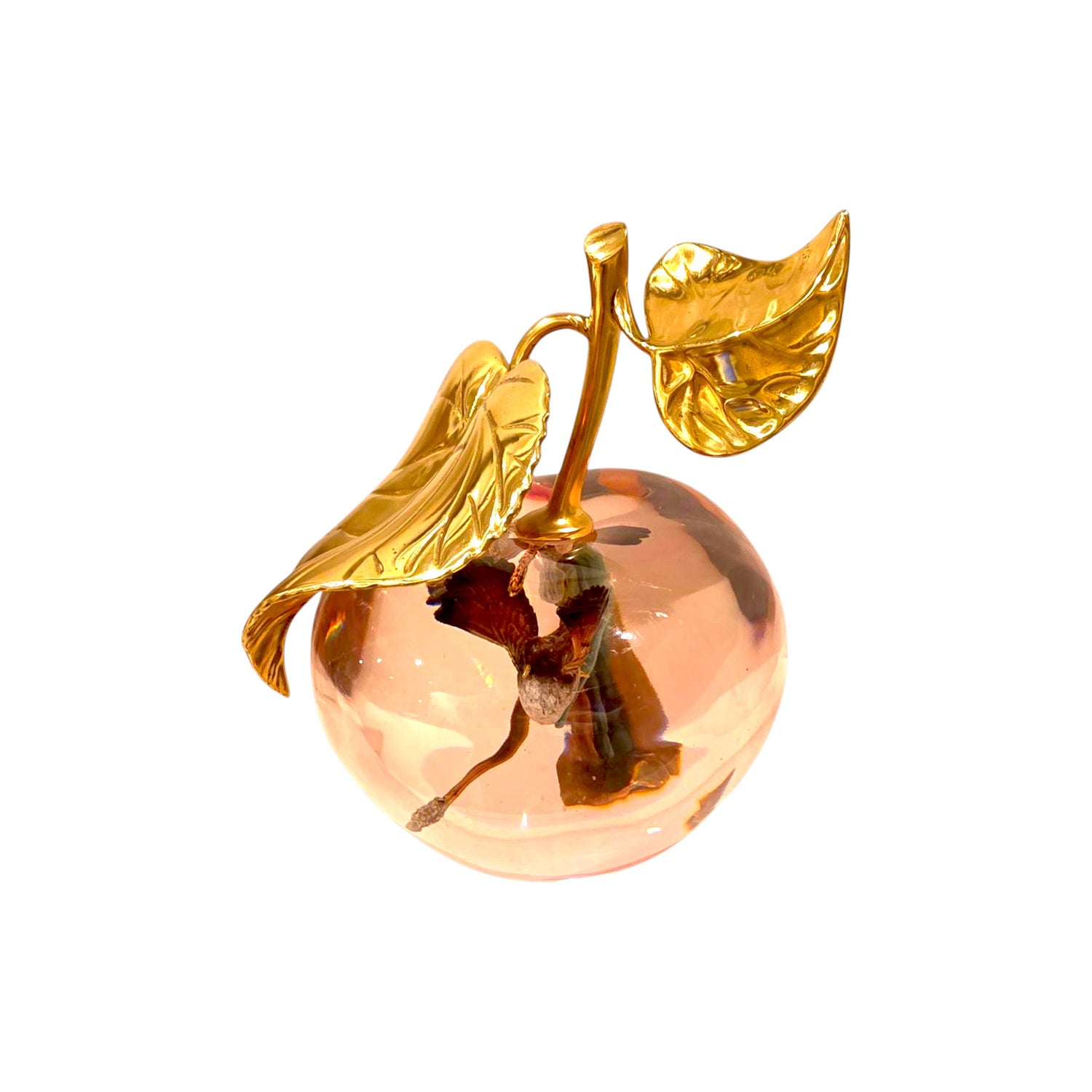 DECORATIVE TRANSPARENT APPLE WITH GOLD DETAILS