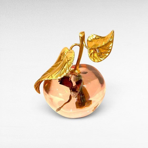 DECORATIVE TRANSPARENT APPLE WITH GOLD DETAILS