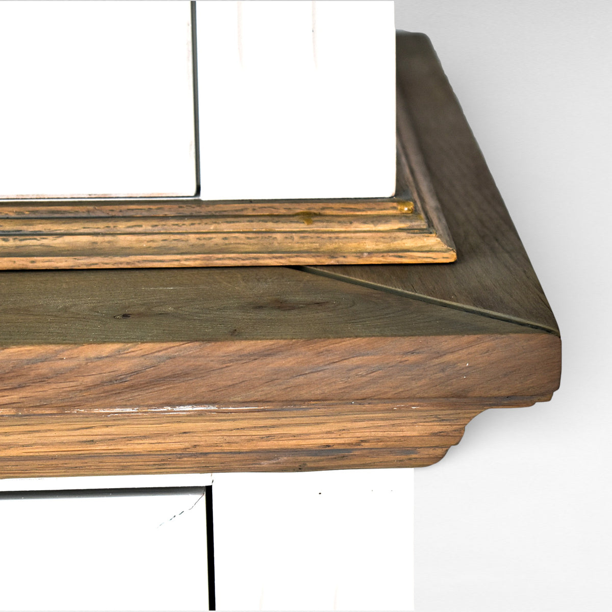 BUFFET - CABINET OAK WOOD & GLASS WHITE & NATURAL W130 |D50 |H220cm