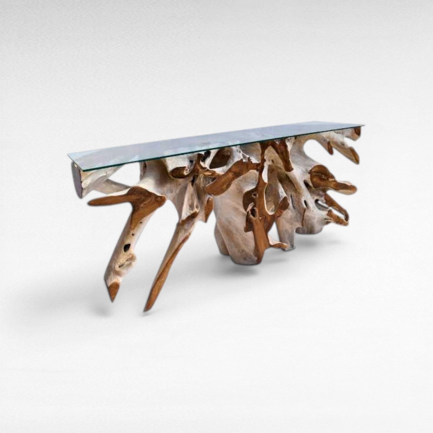 TEAK WOOD & GLASS NATURAL W195 |D50 |H75 CM